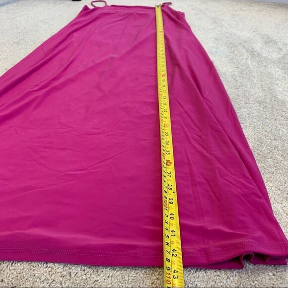Zara fuchsia pink flowy midi dress Sz L NWT - Picture 7 of 8